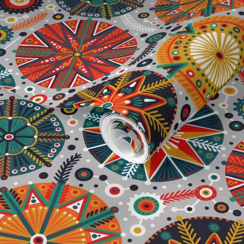 Miniatura 2 de Spoonflower Muestras de papel tapiz removible - Pysanky Colorido Ornamento Colorido Círculos Abstractos Puntos Psyanky Papel pintado personalizado