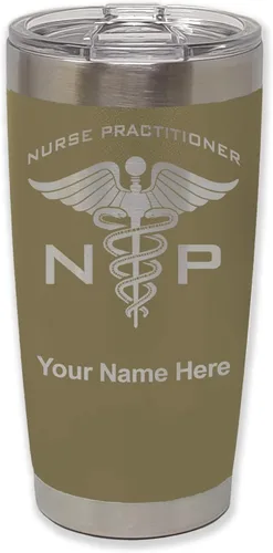 Miniatura 19 de LaserGram NP Nurse Practioner - Vaso aislado al vacío de 20 onzas, grabado personalizado incluido (negro)