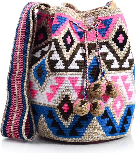 Miniatura 2 de WYOU Designer Collection, Handwoven Hobo Bucket Bag in Wayuu Crochet
