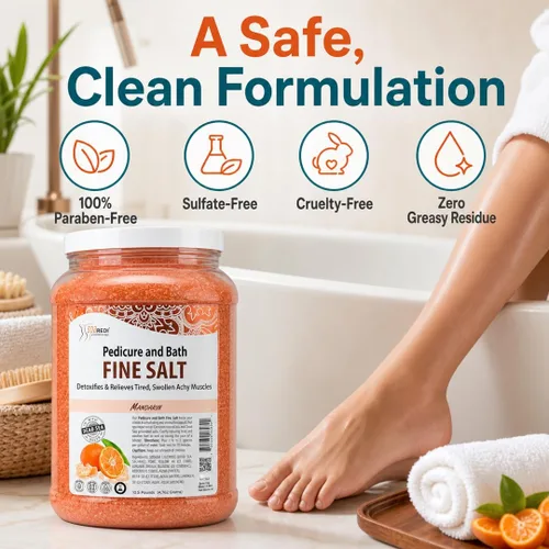 Miniatura 6 de SPA REDI - Detergente para Pies y Baño con Sal Fina, Mandarina, 3.6 L - Hecho con Sales del Mar Muerto, Aceite de Argán, Aceite de Coco y Aceites