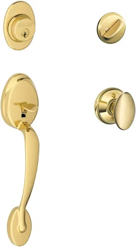 Miniatura 5 de Schlage F60 PLY 619 GEO - Set de manija de cilindro simple Plymouth y pomo Georgian, níquel satinado