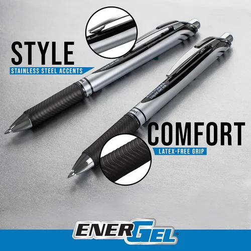 Miniatura 4 de Pentel EnerGel RTX - Bolígrafo de gel líquido retráctil, ¹/₃₂ pulgadas, tonos para tomar notas, azul marino, azul y azul cielo, paquete de 3