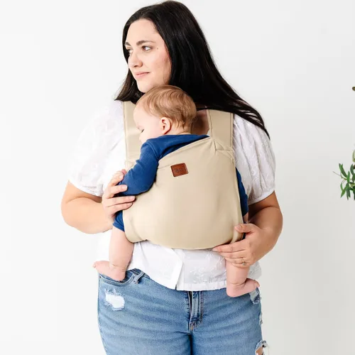 Miniatura 7 de Happy! Haven Portabebés – Mezcla de algodón orgánico, 7-35 libras, recién nacido a niño – Portabebés elástico ergonómico con espalda cruzada suave