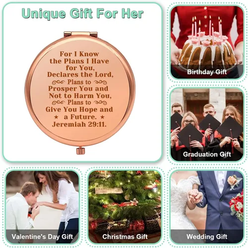 Miniatura 6 de Regalos cristianos para mujeres, regalos inspiradores para niñas, espejo de maquillaje compacto para amiga, hermana, versículo de la Biblia, regalo