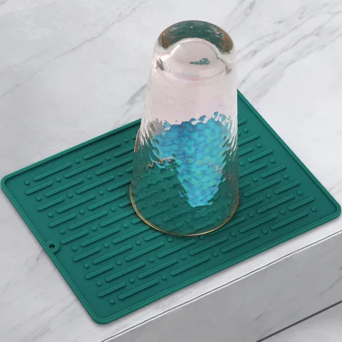 Miniatura 17 de GeeRic Tapete para secar platos, tapete de silicona resistente al calor para encimera de cocina, tapete antideslizante para secar platos, apto