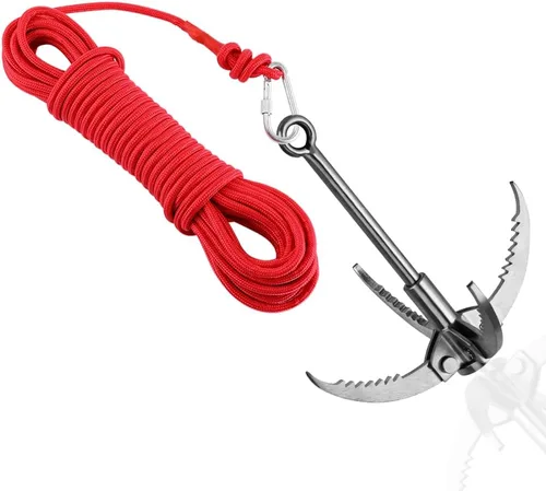 Miniatura 7 de Ant Mag Gancho de Agarre de Acero Inoxidable con Garra y Mosquetón para Camping, Senderismo, Agarre de Árboles y Levantamiento de Agua y Salvamento