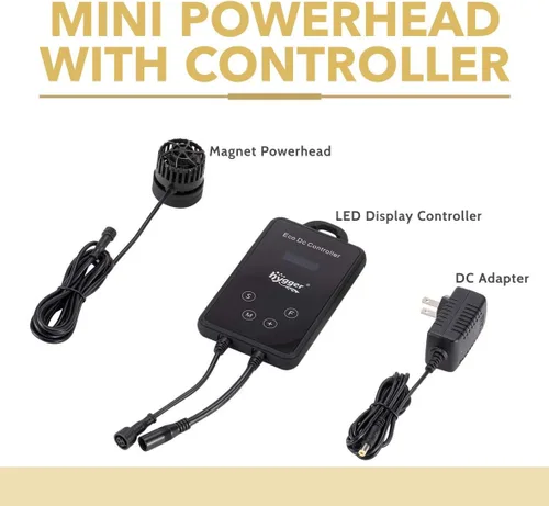 Miniatura 6 de hygger Mini Wave Maker - Cabezal magnético de CC para acuario con controlador de pantalla LED para tanque de agua salada, bomba de circulación