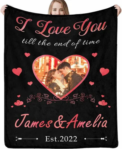 Miniatura 12 de D-Story Manta personalizada con fotos con cualquier texto - Mantas con imágenes personalizadas para Navidad, cumpleaños, regalos para parejas
