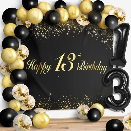 Miniatura 30 de Juego de globos negros de feliz cumpleaños 70 – Decoración de guirnalda temática de fiesta con texto en inglés "Cheers to 70 Years Old Party Theme