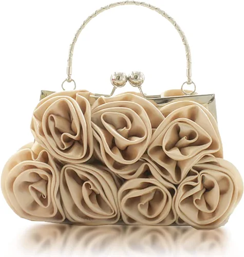 Miniatura 13 de Bolso de mano de noche para mujer, diseño floral, de satén, bolsos pequeños con correa desmontable, para bodas, fiestas, bailes de graduación