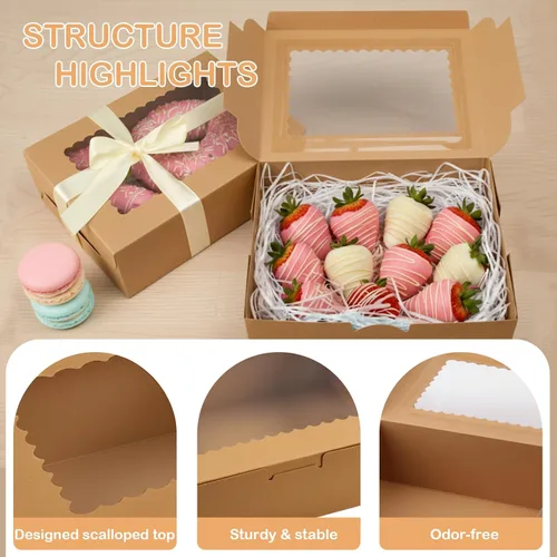 Miniatura 3 de OAMCEG Paquete de 30 cajas de galletas con ventana, cajas de panadería de 8 x 6 x 2.5 pulgadas para regalos de Navidad, postres, donas, pasteles