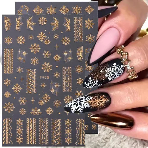 Miniatura 4 de Calcomanías de uñas de Navidad para arte de uñas, 8 hojas, calcomanías de copo de nieve para arte de uñas, calcomanías autoadhesivas 3D, exquisitos