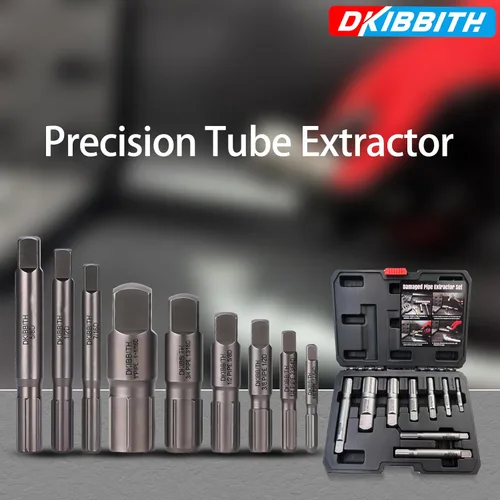 Miniatura 7 de Juego de extractor de tuberías, 9 piezas de extractores de tubos rotos de acero resistente para quitar tubos roscados dañados y accesorios de 1/8" a