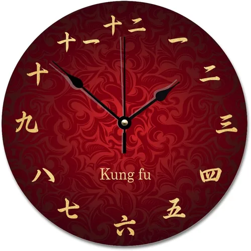 Miniatura 15 de Reloj de pared con números Kanji vintage, estilo rústico, elegante, de madera, 10 silenciosos, sin tictac, de cuarzo, funciona con pilas, para sala