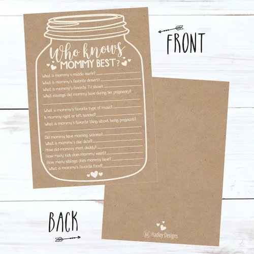 Miniatura 3 de Hadley Designs Juegos de baby shower para 25 invitados – Kraft Who Knows Mommy Best Baby Shower Game, juegos de baby shower para niños y niñas
