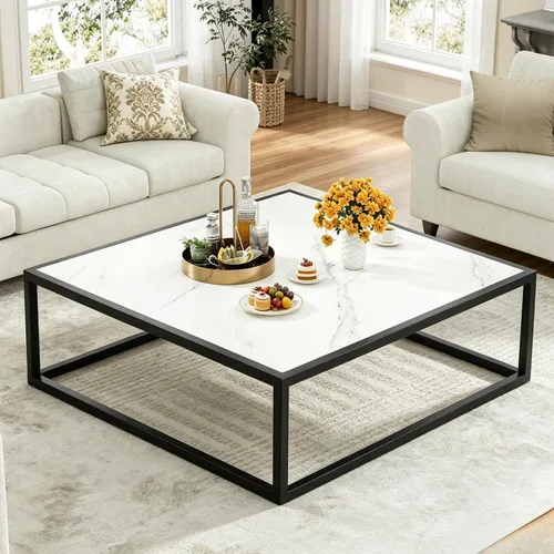 Miniatura 9 de Mesa de Centro, Mesas de Centro Pequeñas de 23.6", Mesas de Centro Redondas Negras para Sala de Estar, Mesa de Piso para Sentarse en el Suelo, Mesa