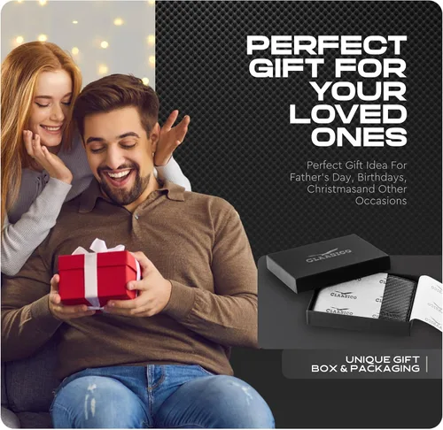 Miniatura 6 de Cartera para hombre Cartera delgada de piel auténtica con RFID Regalo para hombres empaquetado en elegante caja de regalo