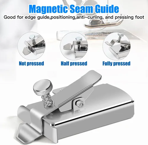 Miniatura 3 de TOOVREN Guía de costura magnética mejorada para máquina de coser, guía de costura magnética con clip, guía universal de costura, guía de dobladillo