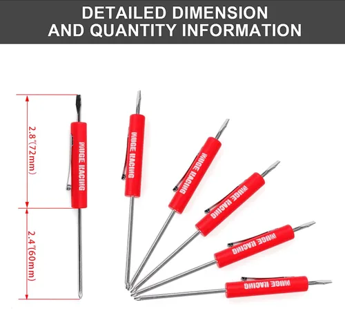 Miniatura 3 de Destornillador de bolsillo de doble extremo y juego ranurado mecánico magnético con clip, mini destornilladores de bolsillo para mecánicos, Rojo