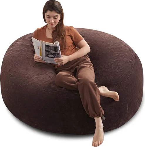 Miniatura 18 de LKD Puf para adultos, 4 pies, puf con relleno, de espuma viscoelástica, puf de felpa, adecuado para dormitorio, balcón, juegos, ocio, lectura