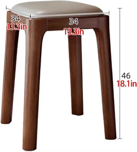 Miniatura 2 de Wooden Dining Chairs Backless,Kitchen Chairs Stool Stackable,Dining Room Chair with PU Leather Cushion,Square Living Room Chair for Kitchen, Dining