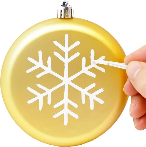 Miniatura 14 de Paquete de 12 adornos de Navidad en blanco de 4 pulgadas para manualidades para personalizar, hacer tu propio adorno, calcomanías, disco plano