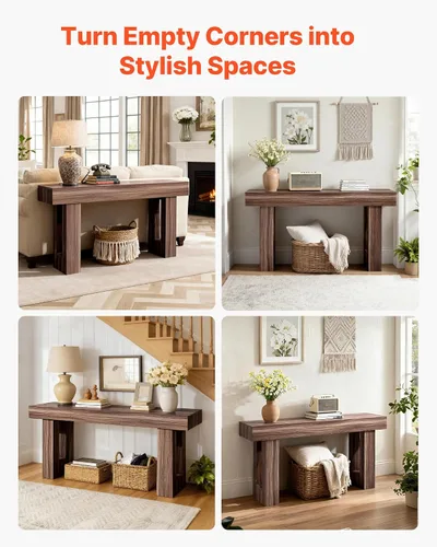 Miniatura 8 de VEVOR Mesa de consola, mesa de entrada de 63 pulgadas, mesa rectangular de madera, mesa de sofá estrecha detrás del sofá, mesas de consola