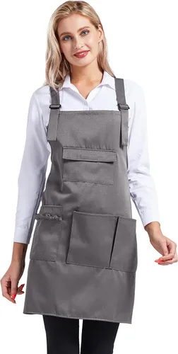 Miniatura 7 de Nanxson Delantal ajustable para mujer, delantal de trabajo profesional con bolsillos para herramientas CF3010