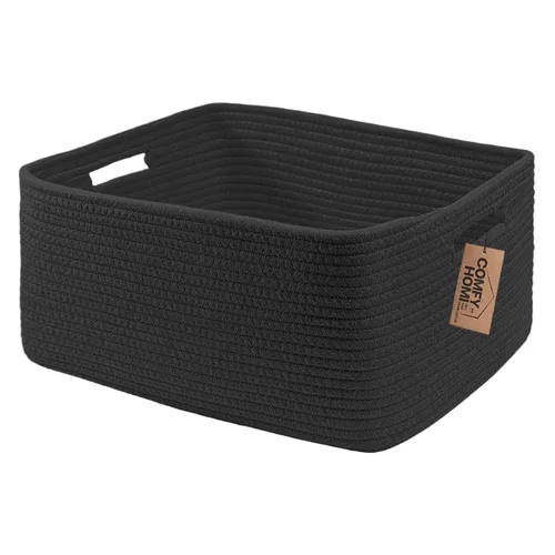 Miniatura 18 de COMFY-HOMI Cesta tejida de cuerda de algodón con asas para estantes, juguetes, libros, cestas de almacenamiento de tela para organizar, organizador