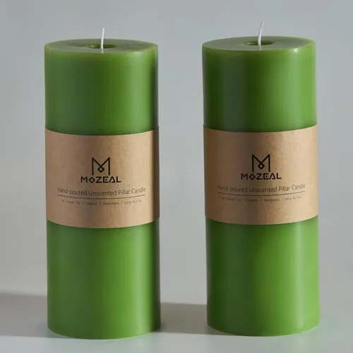 Miniatura 34 de MOZEAL Velas grandes sin perfume vertidas a mano de 3 x 8 pulgadas, sin humo, juego de 2, combustión lenta, sin goteo, aproximadamente 150 horas