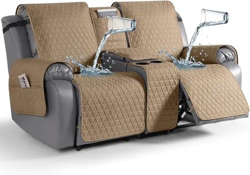 Miniatura 14 de TAOCOCO - Funda reclinable para sofá de 2 plazas con consola 100% impermeable, funda reclinable lavable antideslizante para 2 asientos, protector