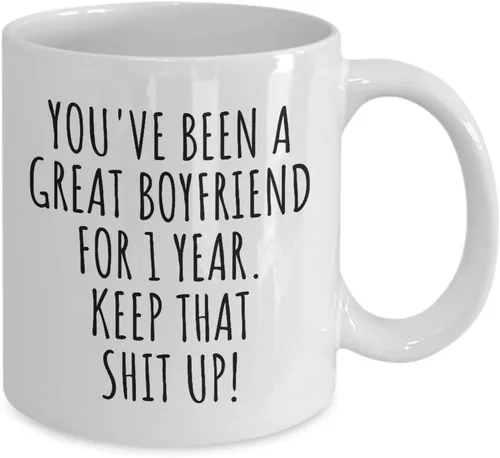Miniatura 2 de 1 Año Aniversario Novio Taza Regalo divertido para Bf Él 1er Fechado Primer año Relación Pareja Juntos Café Té Taza