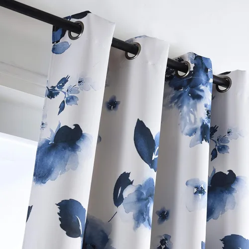 Miniatura 4 de Taisier Home Cortinas de oscurecimiento de habitación con ojales de 45 pulgadas, pintura de tinta tradicional china, hojas estilizadas y flores