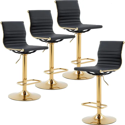 Miniatura 12 de LZAREAL Juego de 2 taburetes de bar de metal con altura ajustable, diseño moderno de piel sintética blanca sin brazos con base cromada para isla
