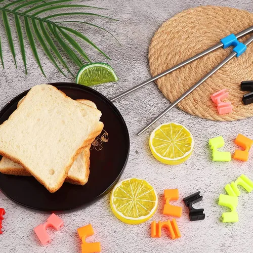 Miniatura 5 de AccEncyc Ayudantes de palillos reutilizables, 8 pares, bisagras de entrenamiento, conector multicolor para adultos, principiantes, entrenadores