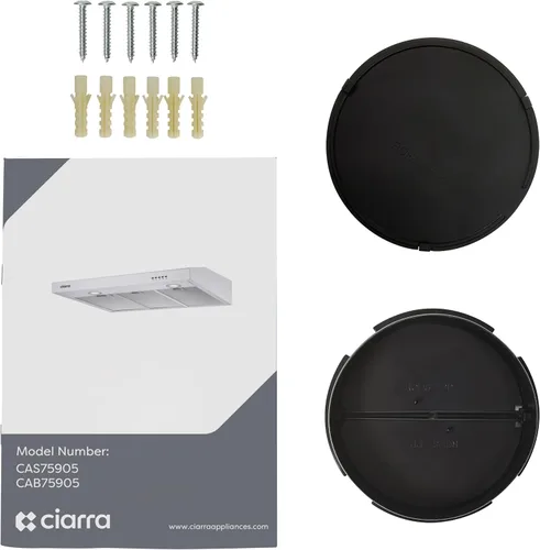Miniatura 8 de CIARRA Campana extractora negra de 30 pulgadas para debajo del gabinete sin conductos con conductos convertible, campana de ventilación delgada