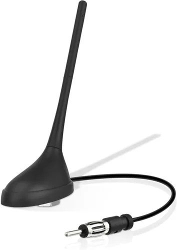 Eightwood Antena de radio universal para automóvil, montaje en techo, antena estéreo FM AM con conector macho DIN para vehículo, camión, SUV, radio