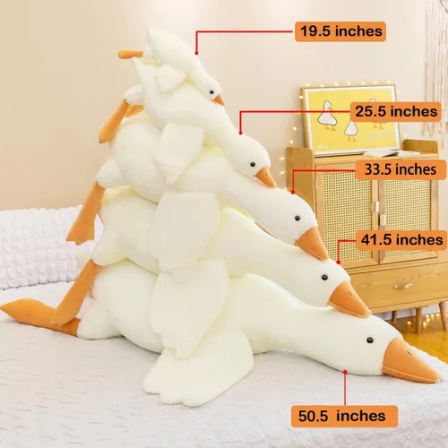 Miniatura 2 de Almohada de ganso de 19.5 pulgadas con animal de peluche de ganso blanco y cisne (blanco, 19.5")