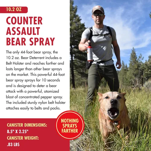 Miniatura 5 de Counter Assault Bear Spray – Osos, leones de montaña, coyotes – Largo alcance de 40 pies – Equipo de seguridad en spray de pimienta para senderismo