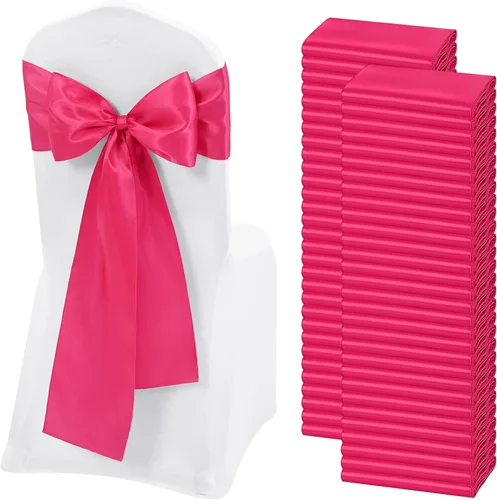 Miniatura 26 de 60 bandas para sillas de satén negro, diseño de lazos con lazos, para decoración de sillas para Acción de Gracias, boda, Navidad, banquetes