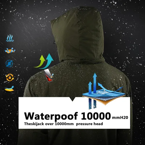 Miniatura 4 de Chaqueta impermeable de esquí de montaña para hombre, resistente al viento, abrigo cálido con capucha para invierno
