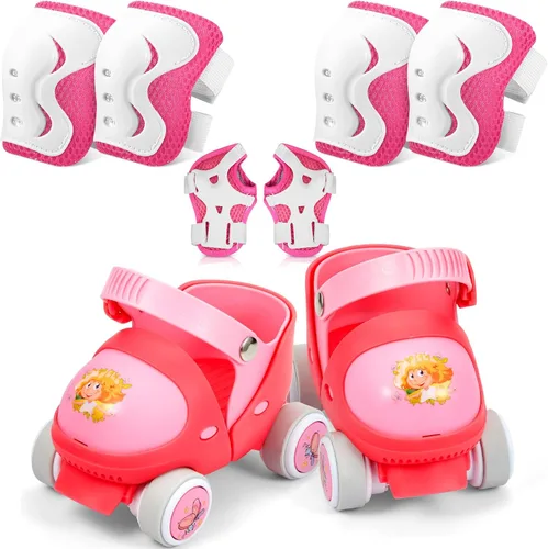 Miniatura 7 de VioraWhite 4-in-1 Toddler Roller Skates for Girls Boys Age 3-5 2-6, Adjustable Kids Quad Skates with Safe Lock Mode, with Knee Elbow Pads Wrist