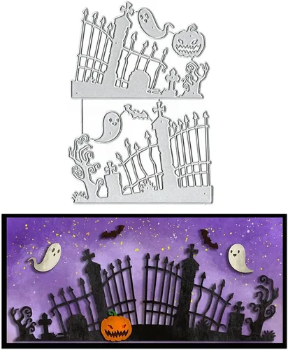 Troqueles de corte de fondo de Halloween para hacer tarjetas, vallas de Halloween, calabaza troquelada en relieve, plantilla de plantilla para