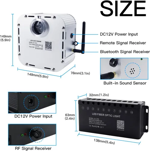 Miniatura 4 de AKEPO Kit de luces de fibra óptica con efecto de estrella de tiro de meteoritos RGBW de 32 W, control de aplicación Bluetooth, 1000 piezas de hebras