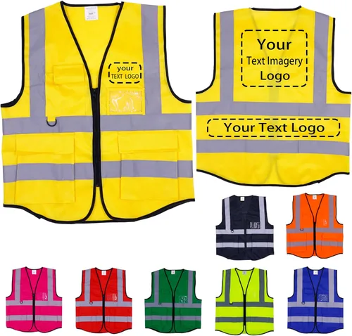 Chaleco de seguridad personalizado para hombres con bolsillos, chaleco de construcción, chaleco reflectante Hi Vis, chaleco de trabajo, chaleco de