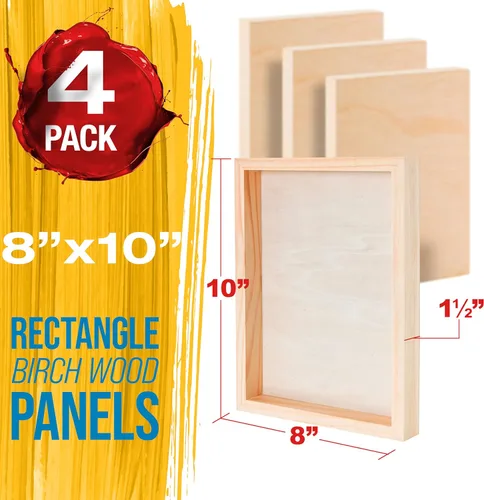 Miniatura 2 de U.S. Art Supply Paneles de madera acunados sin terminar de 8 x 10 pulgadas para pintar, galería de 1-1/2 pulgadas de profundidad (paquete de 4)