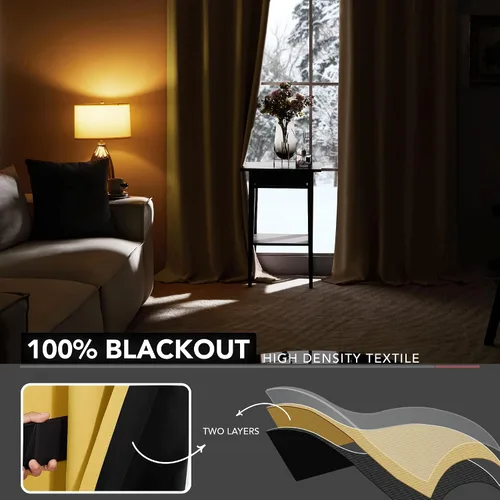 Miniatura 43 de Deconovo Cortinas opacas 100% con forro negro, cortinas con ojales aisladas térmicamente que reducen el ruido, doble capa para oscurecer