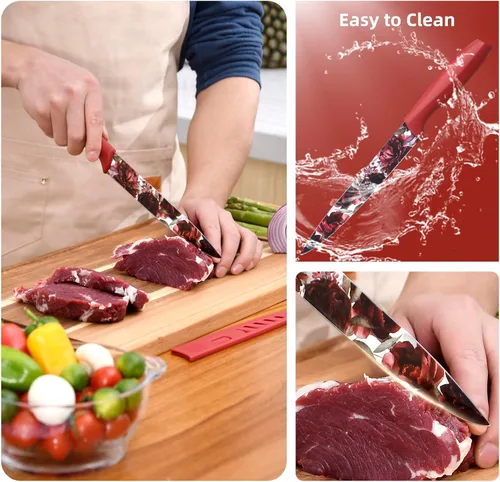 Miniatura 4 de Juego de cuchillos UPTRUST, juego de cuchillos de cocina de 12 piezas con revestimiento antiadherente, juego de cuchillos profesionales para chef