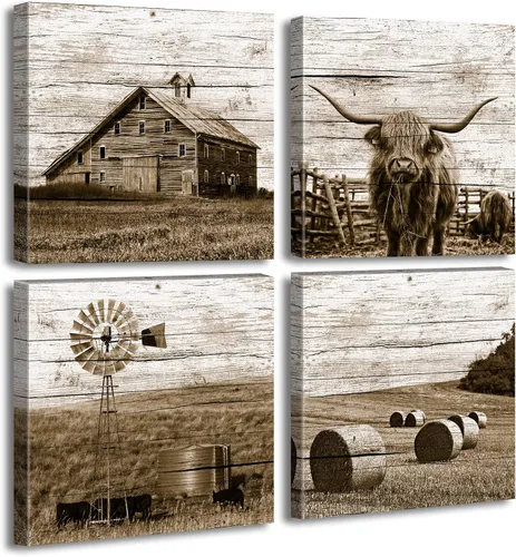 Miniatura 17 de Arte de pared en blanco y negro para pared, diseño de animales, caballos, burros, ovejas, vacas, cuadros divertidos para decoración de dormitorio