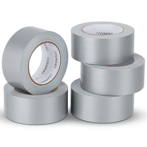 COSIMIXO Paquete de 5 Cintas Adhesivas Plateadas de Uso Pesado, 2 pulgadas x 30 yardas, Fuerte, Flexible, Sin Residuos, Para Todo Clima y Desgarro a